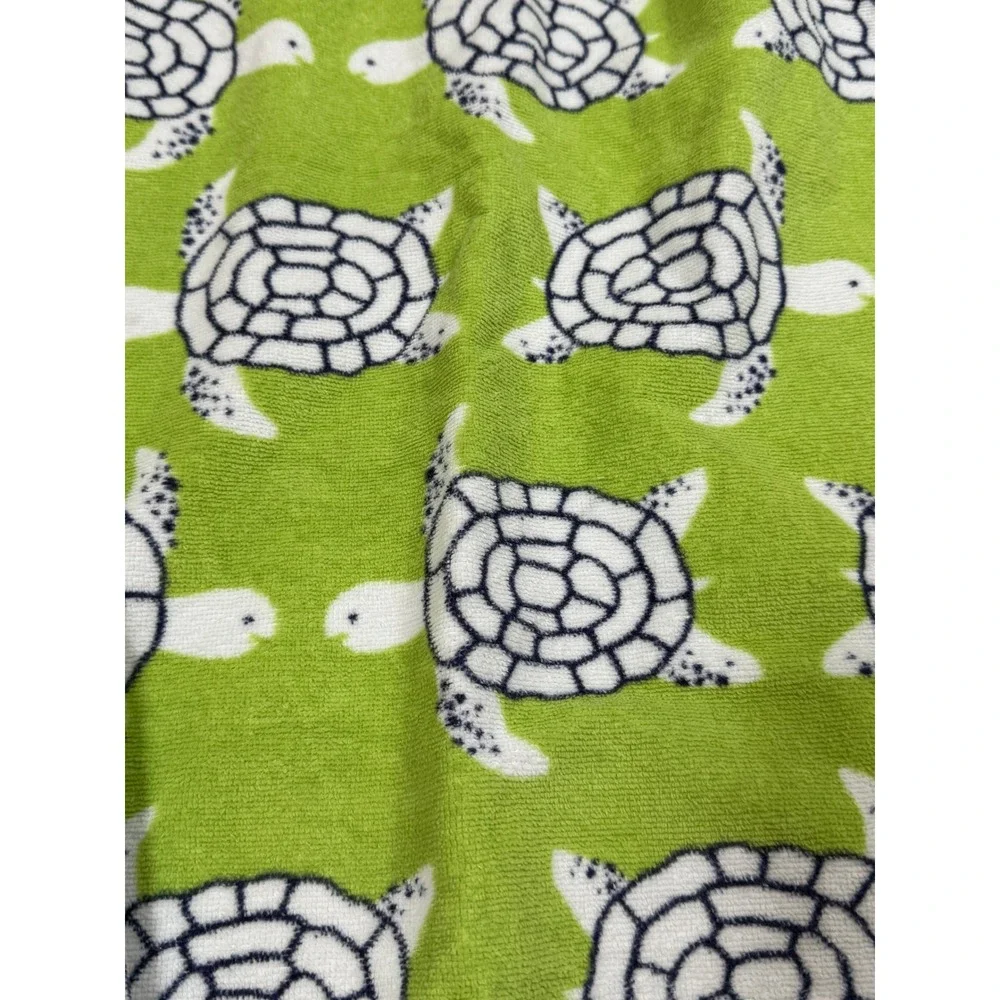 Pottery Barn Kids Sea Turtle Hooded Beach Towel Wrap Green Navy Blue Cotton